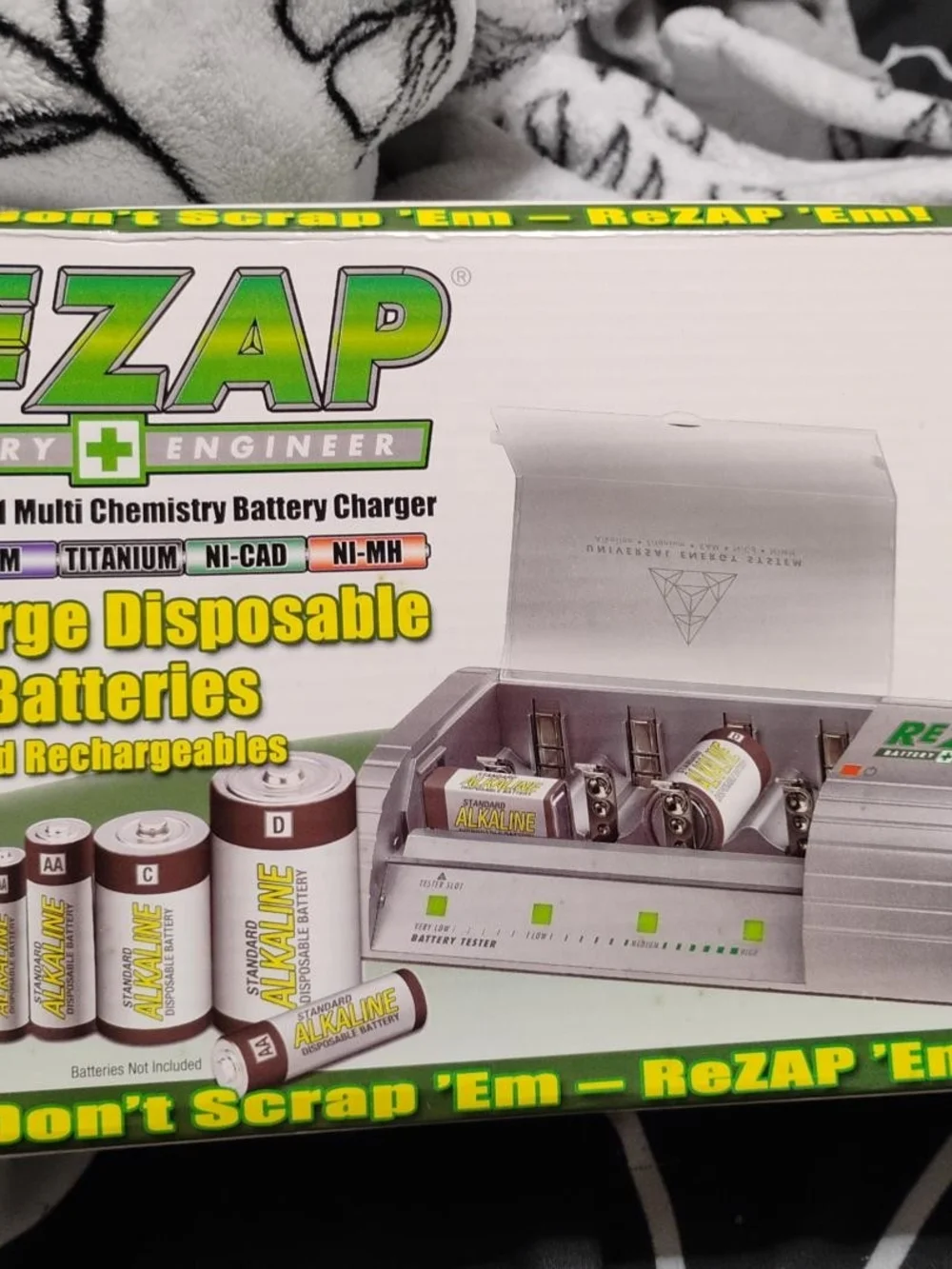 Multi-Chemistry Battery Charger — Silver with Green Accents